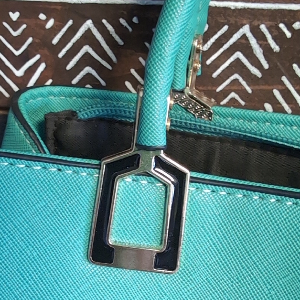 Vintage Style Sea Blue Classic Carryall Handbag - Picture 8 of 14